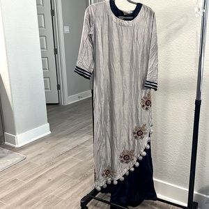 2 piece Anarkali...gray and blue color..Indian clothes